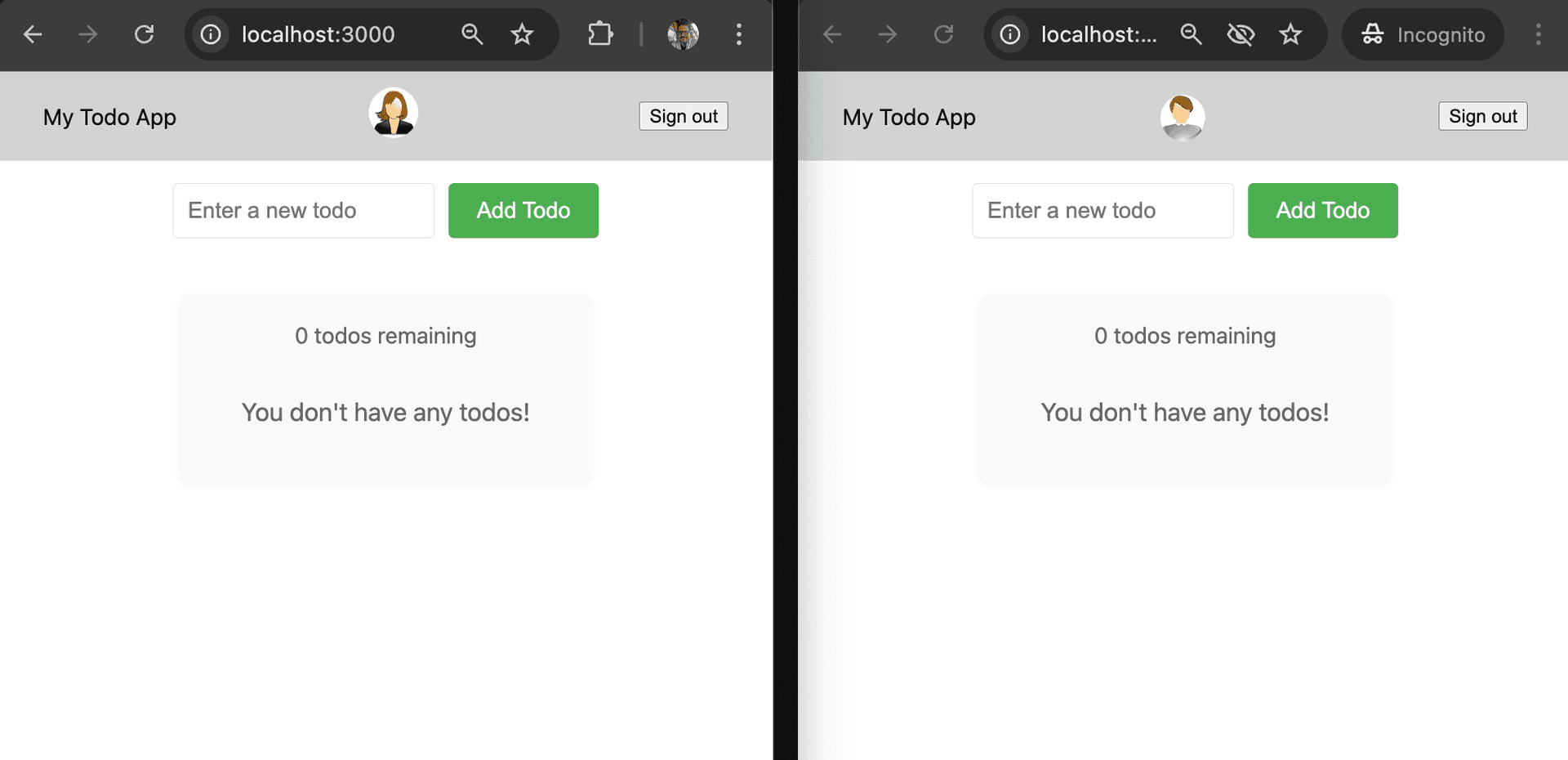 empty state two users in clerk demo